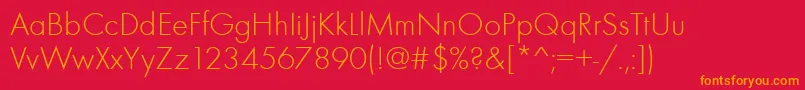 Futurateelig Font – Orange Fonts on Red Background
