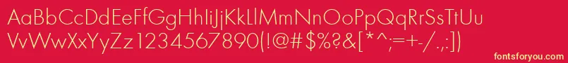 Futurateelig Font – Yellow Fonts on Red Background