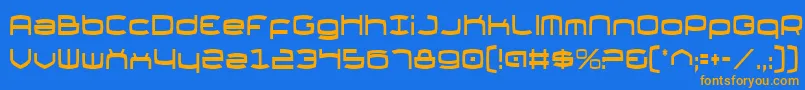 フォントThunderv2c – オレンジ色の文字が青い背景にあります。