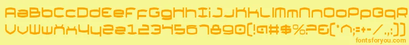 フォントThunderv2c – オレンジの文字が黄色の背景にあります。