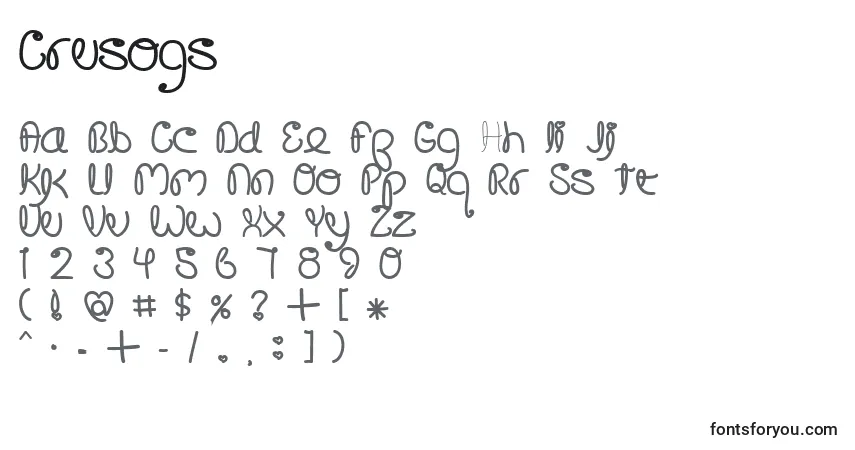 Czcionka Crusogs – alfabet, cyfry, specjalne znaki