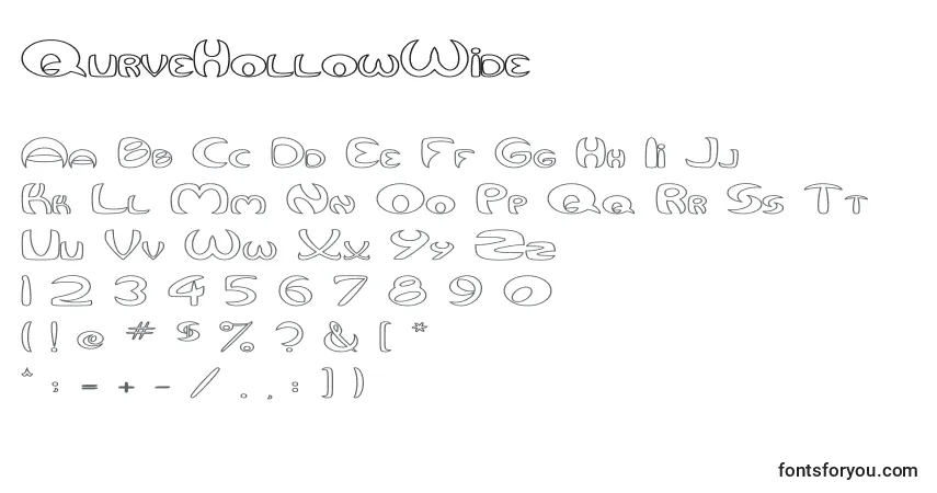 Fuente QurveHollowWide - alfabeto, números, caracteres especiales
