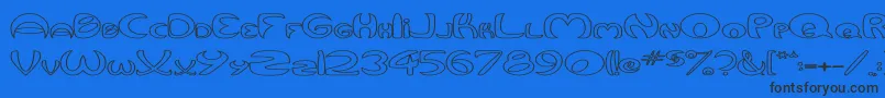 QurveHollowWide Font – Black Fonts on Blue Background