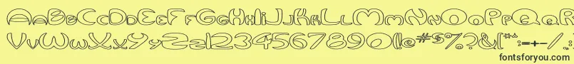 QurveHollowWide Font – Black Fonts on Yellow Background
