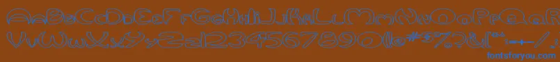 QurveHollowWide Font – Blue Fonts on Brown Background