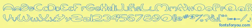 QurveHollowWide Font – Blue Fonts on Yellow Background