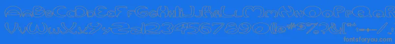 QurveHollowWide-Schriftart – Graue Schriften auf blauem Hintergrund