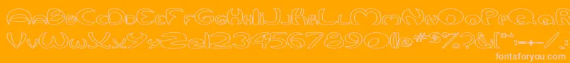 QurveHollowWide-fontti – vaaleanpunaiset fontit oranssilla taustalla