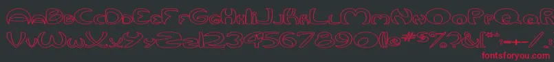 フォントQurveHollowWide – 黒い背景に赤い文字