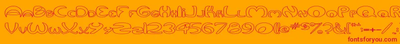 QurveHollowWide Font – Red Fonts on Orange Background