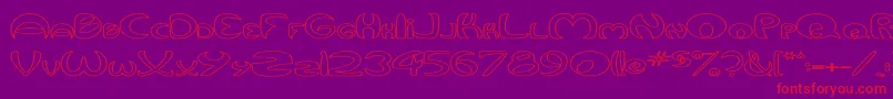 QurveHollowWide-Schriftart – Rote Schriften auf violettem Hintergrund