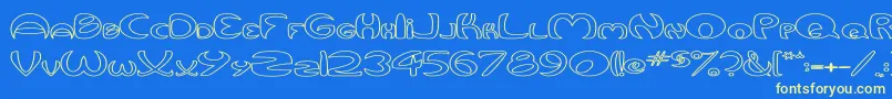 QurveHollowWide Font – Yellow Fonts on Blue Background