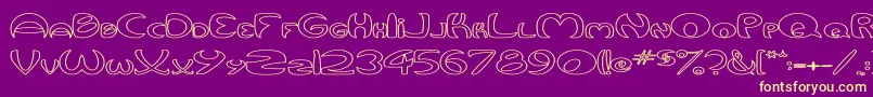 QurveHollowWide Font – Yellow Fonts on Purple Background