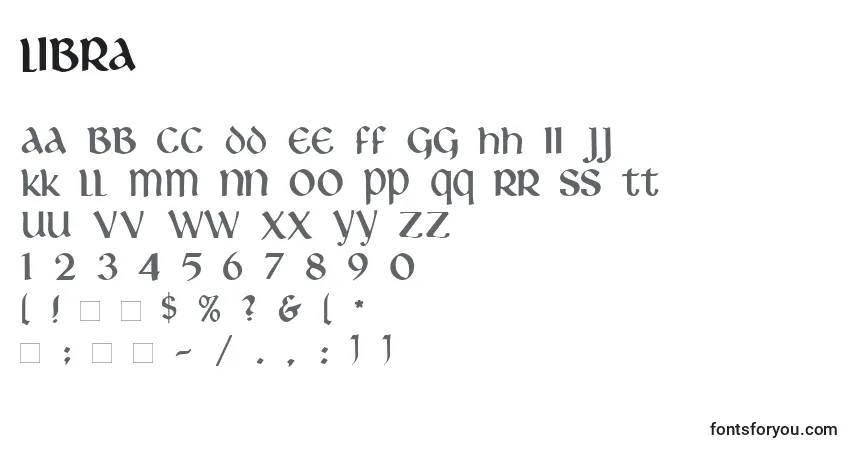 Schriftart Libra – Alphabet, Zahlen, spezielle Symbole