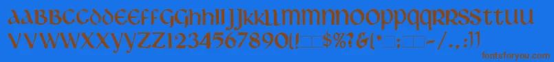 フォントLibra – 茶色の文字が青い背景にあります。