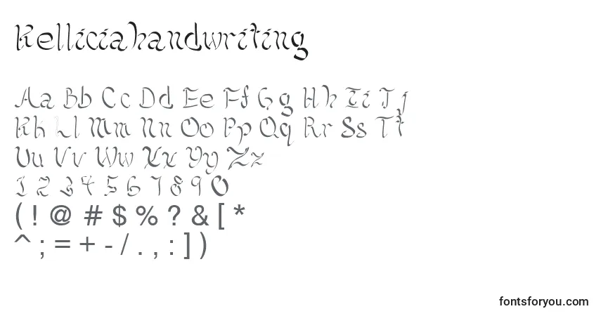Czcionka Kelliciahandwriting – alfabet, cyfry, specjalne znaki