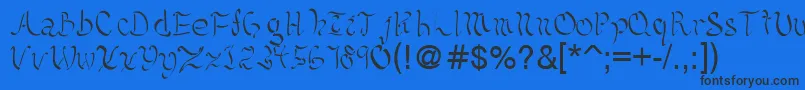 Fonte Kelliciahandwriting – fontes pretas em um fundo azul