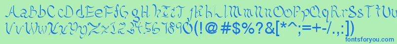 Kelliciahandwriting Font – Blue Fonts on Green Background