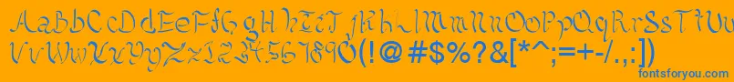 Fonte Kelliciahandwriting – fontes azuis em um fundo laranja