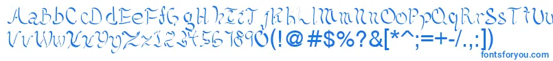 フォントKelliciahandwriting – 白い背景に青い文字