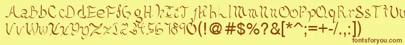 Kelliciahandwriting-Schriftart – Braune Schriften auf gelbem Hintergrund