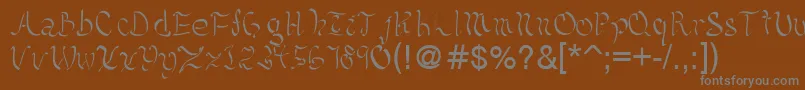 フォントKelliciahandwriting – 茶色の背景に灰色の文字
