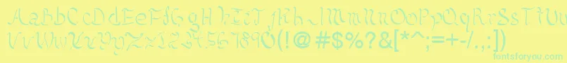 フォントKelliciahandwriting – 黄色い背景に緑の文字