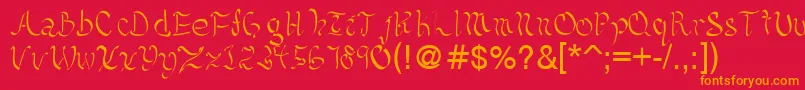 Saiba mais sobre a fonte Kelliciahandwriting Fonte Kelliciahandwriting – fontes laranjas em um fundo vermelho