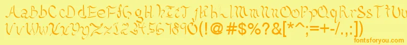 Kelliciahandwriting Font – Orange Fonts on Yellow Background