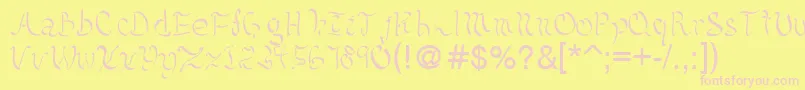 Шрифт Kelliciahandwriting – розовые шрифты на жёлтом фоне