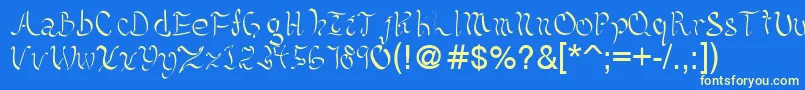 Fonte Kelliciahandwriting – fontes amarelas em um fundo azul