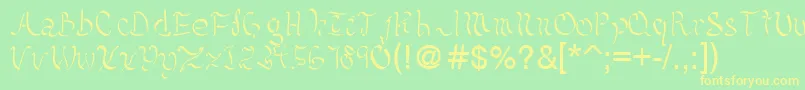 Kelliciahandwriting Font – Yellow Fonts on Green Background