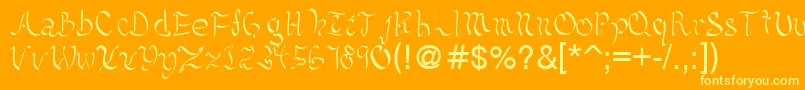 Kelliciahandwriting Font – Yellow Fonts on Orange Background