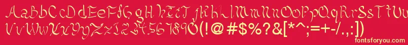 Kelliciahandwriting-Schriftart – Gelbe Schriften auf rotem Hintergrund