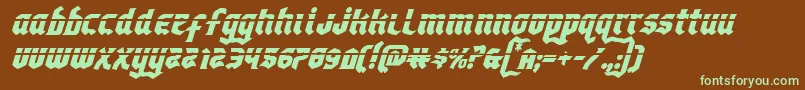 フォントEmpirecrownlasital – 緑色の文字が茶色の背景にあります。