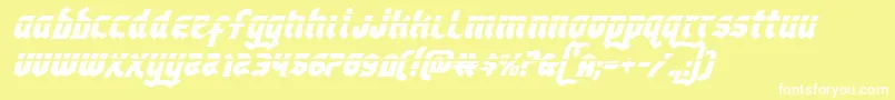 Empirecrownlasital-Schriftart – Weiße Schriften auf gelbem Hintergrund