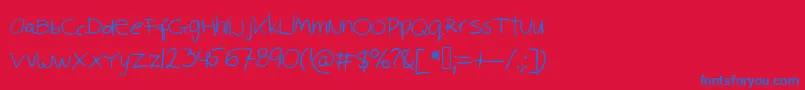 フォントRobinscript – 赤い背景に青い文字