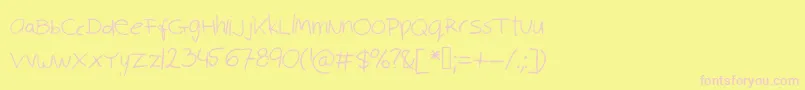 Robinscript-fontti – vaaleanpunaiset fontit keltaisella taustalla