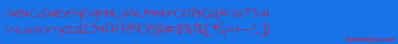 Robinscript-Schriftart – Rote Schriften auf blauem Hintergrund