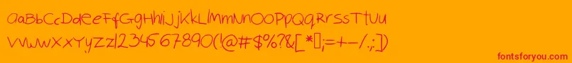 フォントRobinscript – オレンジの背景に赤い文字