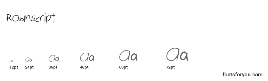 Robinscript Font Sizes
