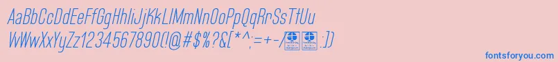 Шрифт BluefishLightItalicDemo – синие шрифты на розовом фоне