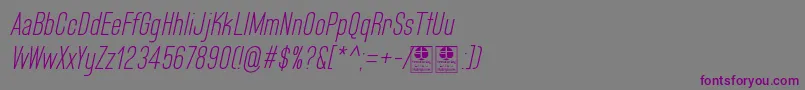 Шрифт BluefishLightItalicDemo – фиолетовые шрифты на сером фоне