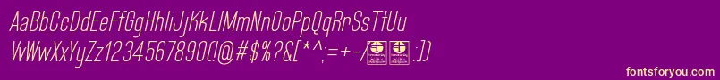 Шрифт BluefishLightItalicDemo – жёлтые шрифты на фиолетовом фоне