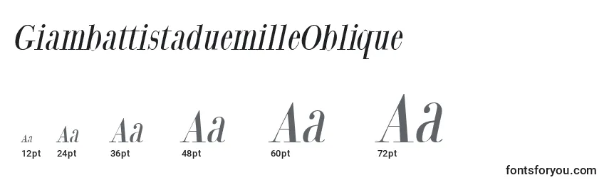 Размеры шрифта GiambattistaduemilleOblique