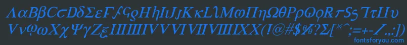 Czcionka AchillesItalic – niebieskie czcionki na czarnym tle
