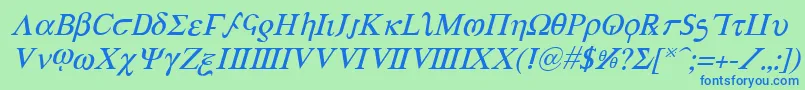 AchillesItalic Font – Blue Fonts on Green Background