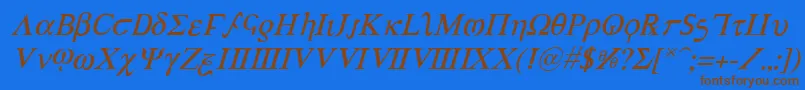 AchillesItalic Font – Brown Fonts on Blue Background