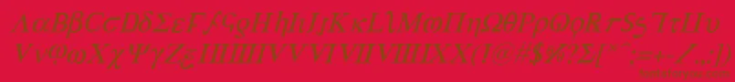 Weitere Informationen zur AchillesItalic-Schriftart AchillesItalic-Schriftart – Braune Schriften auf rotem Hintergrund