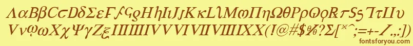 AchillesItalic Font – Brown Fonts on Yellow Background